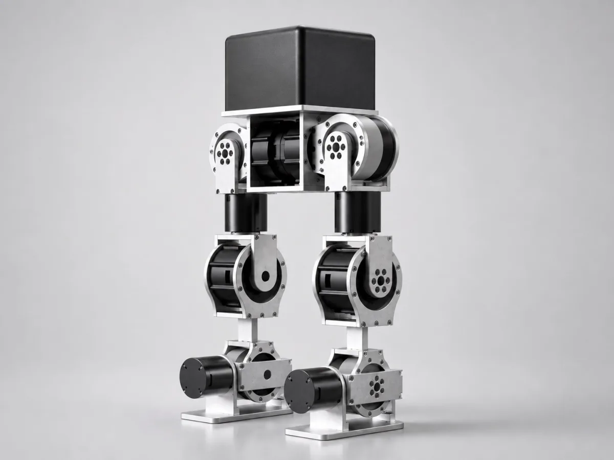 Laika, the bipedal robot, standing in a studio.